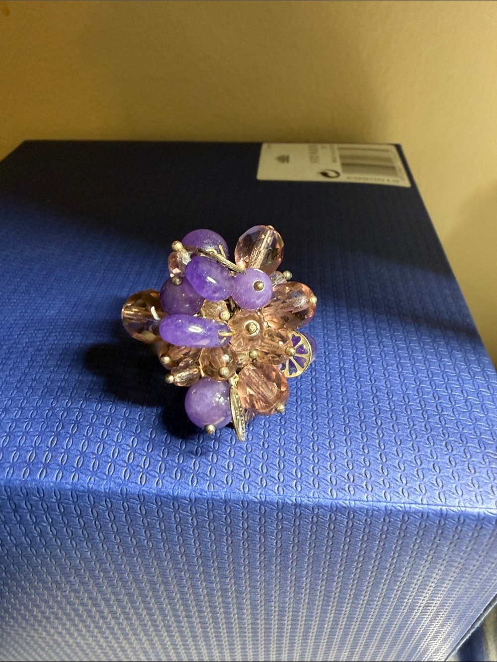 Purple amethyst and Pink Cluster Statement Ring